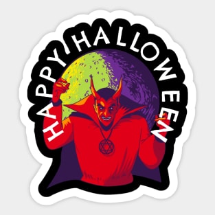 Happy Halloween Lucifer Devil in the Full Moon Sticker